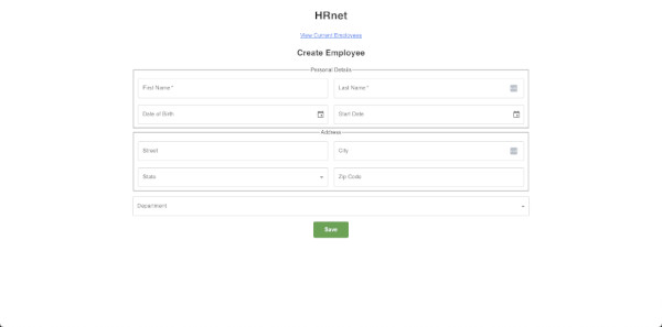 Screenshot of HRnet web application