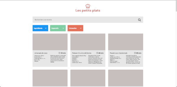 Screenshot of Les Petits Plats web application